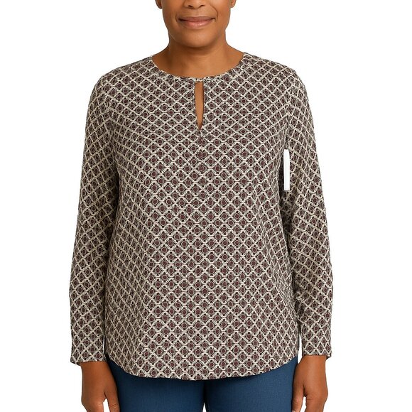 LOFT Women’s Printed Long Sleeve Blouse Medium NWT - Picture 1 of 8